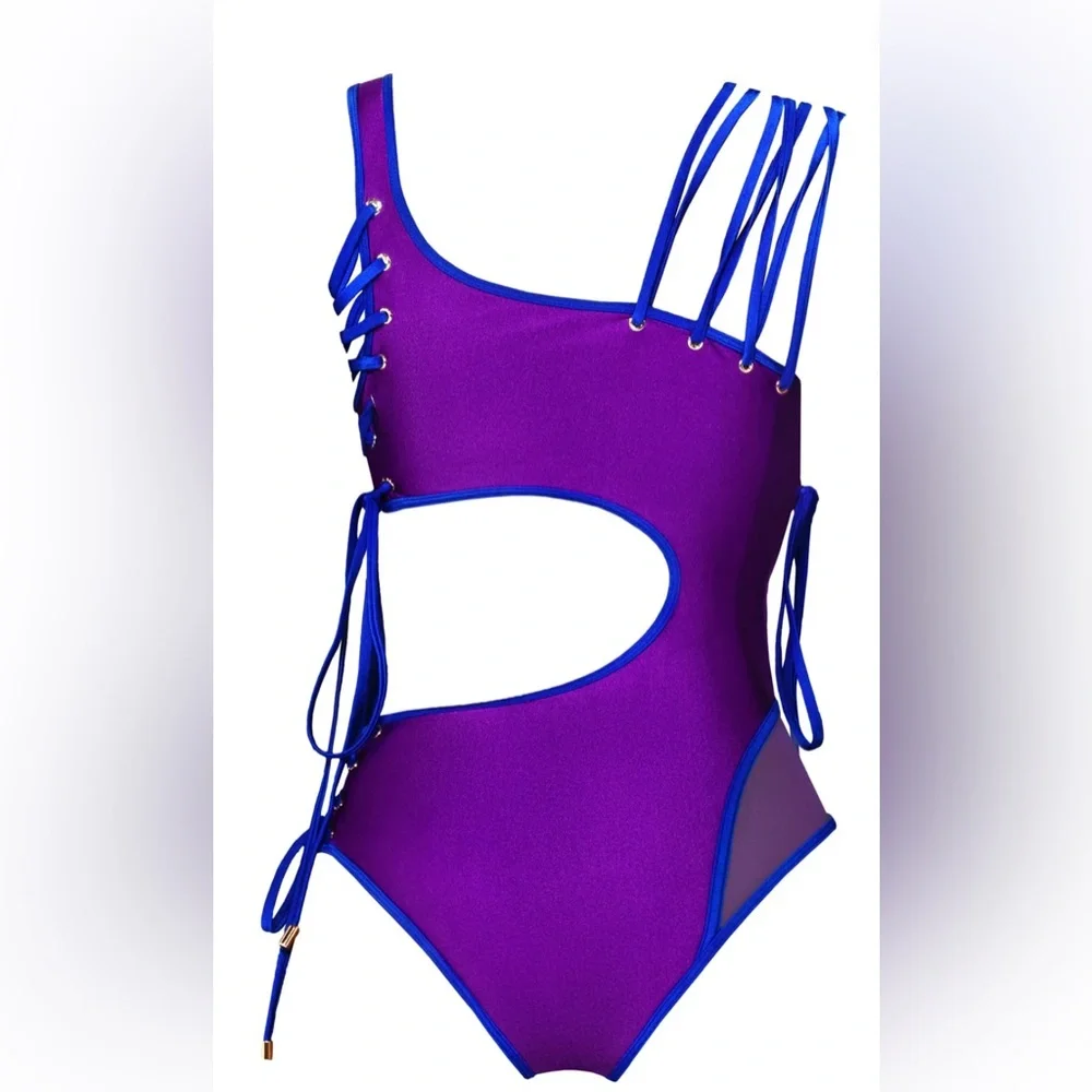 Bfyne Fiji Purple and Blue Stringy Swimsuit - Picture 5 of 10